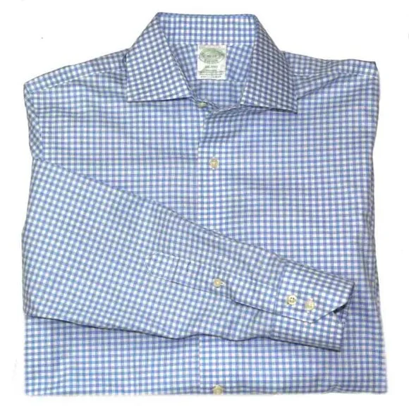 Brooks Brothers | Shirts | Brooks Brothers Milano Fit Supima Cotton Shirt  Blue White Check Size 5 X 33 | Poshmark